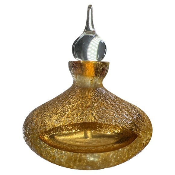 Other - VINTAGE 80’S MIDCENTURY AMBER GLASS CRYSTAL FROSTED PERFUME BOTTLE WITH STOPPER